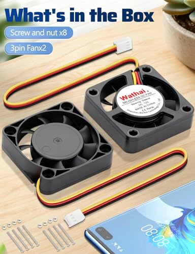 Wathai 2 pcs 40mm x 10mm DC Brushless Fan 12V 3Pin Cooling for 3D Printing, PC Computer Case, CPU Replacement, Graphics Card, Raspberry PI - style: 12V 3P Sleeve