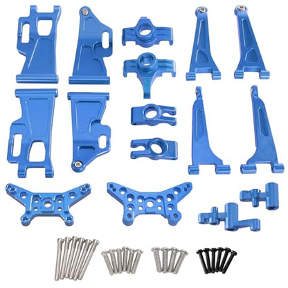 For Mjx For Hyper Go 14210 14209 H14BM Metal Steering Cup Upper Lower For Swing Arm Set Shock Tower Bracket Body Post RC Car Upgrade Parts Models(Blue) - color: Blue