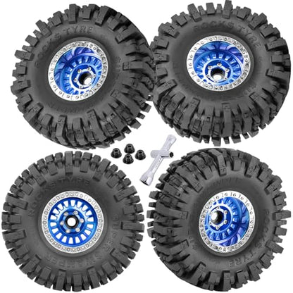 Aluminum RC 1.9 Wheel Tires for 1/10 SCX10 SCX10 II 90046 SCX10 III AXI03007 SCX10 Pro TRX4 TRX6 Gen7/8 D90 VS4-10 MST CFX RC Crawler Car,4pcs RC 1.9 Beadlock Wheel,Navy Blue - color: Navy Blue - (Colorful Tires)