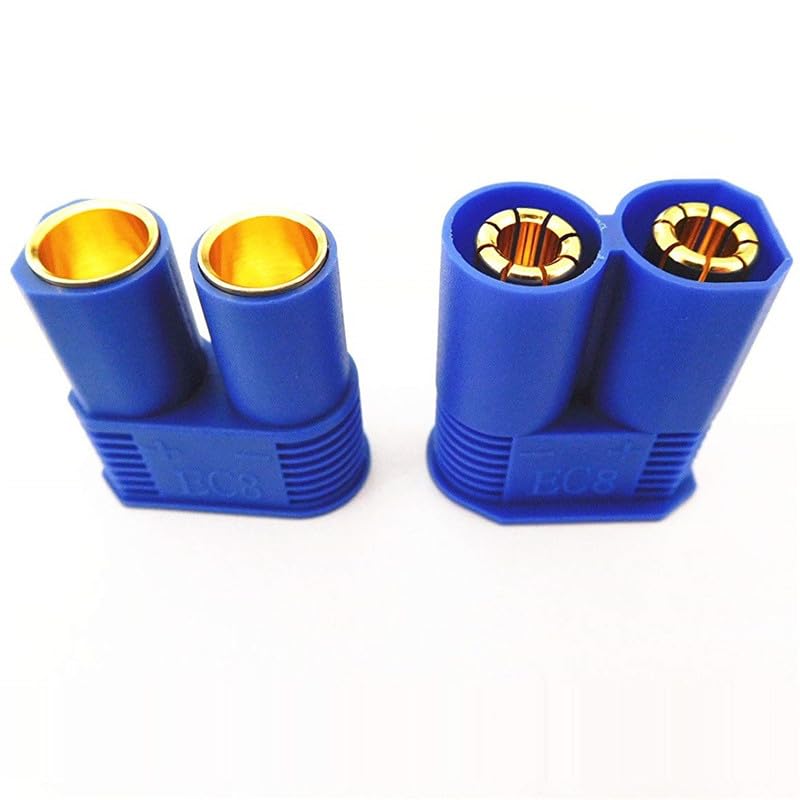 2 Pairs EC8 Style Male and Female Connector Adapter Plug with 15cm 10awg Silicone Wire Cable for RC Lipo Battery