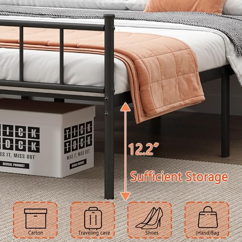 DIIYIV Twin Metal Bed Frame,Steel Slat Support,Noise Free,Easy Assembly | Twin Size Bed,Mattress Foundation,Underbed Storage,No Box Spring Needed - size: Twin