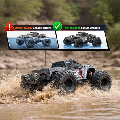 RC Cars 1:14 4WD Off-Road RC Monster Truck High Speed 40 km/h, 4x4 Remote Control Car with 2 Rechargeable 1300mAh Batteries and 2 Sets of Tires for Adults & Boys