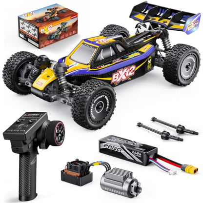 1/12 Brushless RC Cars for Adults,Remote Control Car for Fast RTR | Max 42 MPH 4X4 High Speed Racing RC Buggy with 3S 2200 mAh Battery,Fast Off-Road RC Truck,Suitable as Giftfor Beginner-Purple - color: Yellow