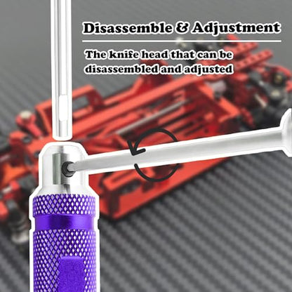 4 Pieces Hex Screw Driver Set 1.5mm 2.0mm 2.5mm 3.0mm Allen Wrench Keys Screwdriver Kit RC Repair Tools for Traxxas RC Car Drone Multi-Axis Helicopter Arrma Axial Losi Redcat Racing (Purple) - color: Purple
