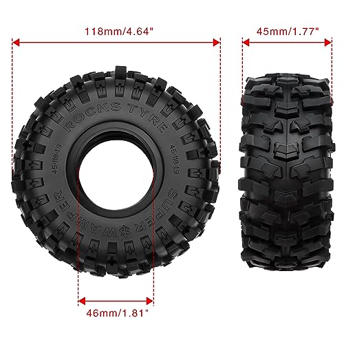 GLOBACT 1.9 Crawler Tires 118 * 45mm for 1/10 TRX4 TRX6 SCX10 Redcat GEN7 8
