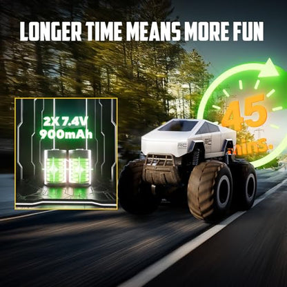 STEMTRON 1:16 Waterproof Cyber Truck Amphibious RC Car 4WD for Water & Land | Remote Control Cars 2.4GHz All Terrain 360° Rotatable,monster truck toys Gifts for Kids Boys Girls