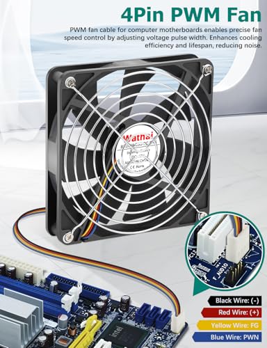 Wathai 120mm x 25mm 4Pin 12V Computer Case Fan DC Brushless Cooling Fan | High Speed Replacement for Desktop PCs Case, AIO GPU Coolers - style: 12V 4Pin 2500RPM