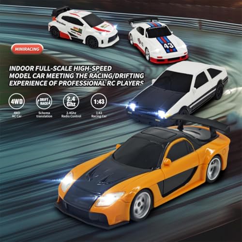 RC Drift Racing Car for 16+, 1/43 Scale 2.4GHz RTR Electric Remote Control Drift Car with LED Lights(Gyro RTR Version)