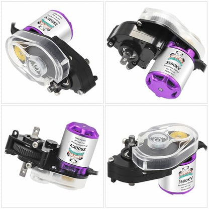GOUPRC Upgrade 30A Brushless ESC & 1621 3500KV Brushless Motor with Transmission Combo Kit for SCX24 RC Crawler Axial 1/24 RC Car Truck Buggy - color: White Purple