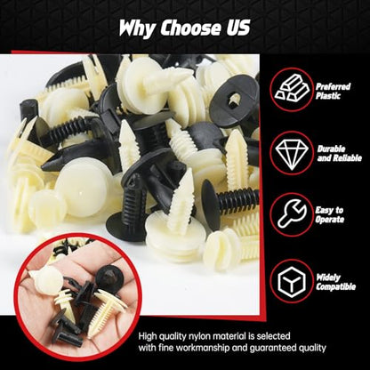 OTUAYAUTO 125PCS Door Trim Clips 6 Most Popular Sizes Replacement for GMC Buick - Bumper Fender Retainer Clips with 5PCS Fasteners Remover Replace 11589292/21030249 /1605396/15545202 - size: Replacement for GMC Buick (125 pieces)