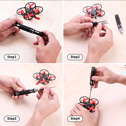 4 In 1 Hex Screwdriver Kit & Mini 4-Way Cross Wrench, Hard Steel 1.5mm 2.0mm 2.5mm 3.0mm Allen Screw Driver Bits for RC Car Quadcopter Helicopter Airplane Boat Repair Tools Sets