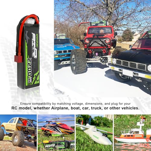 OVONIC 3S Lipo Battery 50C 2200mAh 11.1V Lipo Battery with Dean-Style T Connector for RC Airplane Quadcopter Helicopter FPV Drone (Pack of 2) - size: 1pcs (Pack of 2)