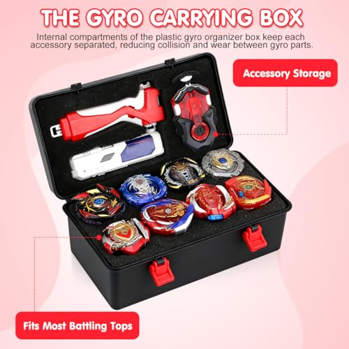 Sewroro Storage Case Battling Top Storage Box with Handle Dividers and Liners Portable Gyro Organizer for Spinning Top Accessories Travel Toy Carrying Case for Kids