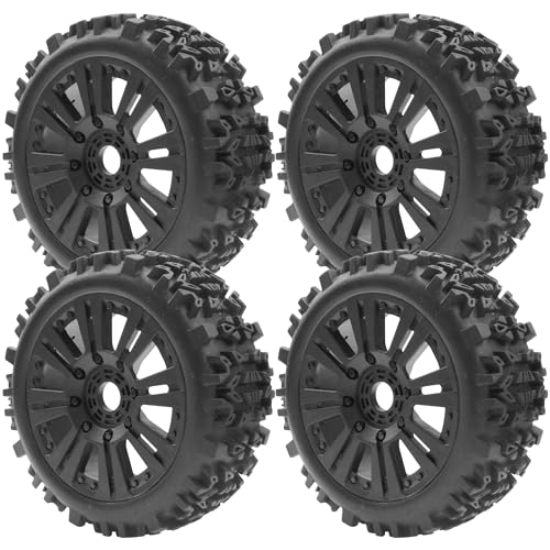 1/8 RC Buggy Tires 17mm Hex Wheels Rims & Rubber Tires Compatible with Arrma Typhon 6S 3S Talion 6S Team Losi HPI 1/8 RC Car 4PCS