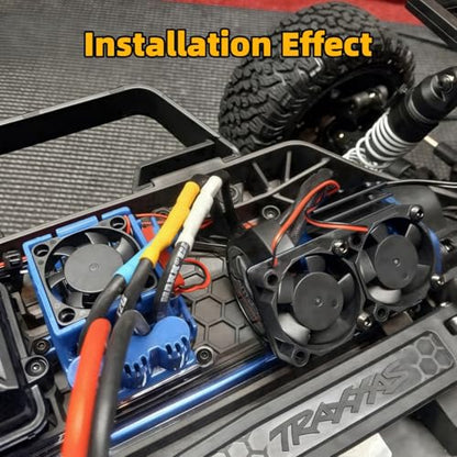VXL-3s ESC Cooling Fan and Motor Cooling Fan Dual Fan Set Compatible with 1/10 Traxxas Slash 4×4 VXL Rustler 4X4 Stampede 4X4 Hoss 4×4 Velineon VXL-3s Heat Sink, Black - color: Black