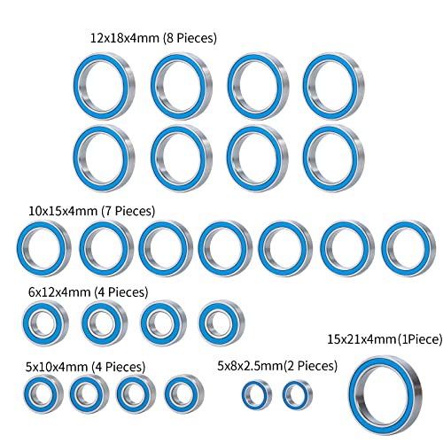Steel 26PCS Rubber Ball Bearing Kit for Arrma Big Rock Typhon | Granite Senton Blx 3S 4S 2wd 1/10 4x4 RC Crawler Car Upgrade Parts