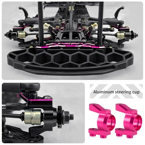 2PCS RC Aluminum Universal Front Rear Steering Knuckles Carrier Blocks Steering Cup Compatible with Sakura Cero Ultra 1/10 On Road Touring RC Car (Hot Pink) - color: Hot Pink