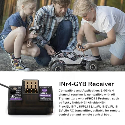 GoolRC Flysky INr4-GYB Receiver, 2.4GHz 4 Channels AFHDS 3 Receiver Single Antenna PWM/PPM/i-BUS2/S.Bus/i-Bus Data Output Compatible with Flysky Noble NB4+ NB4 Pro+ RC Transmitter for RC Car Boat