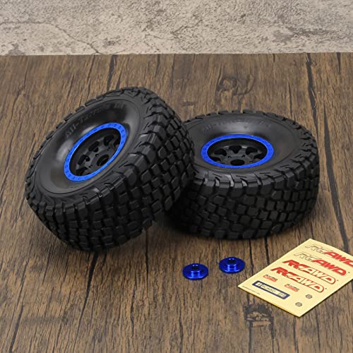 RCAWD RC Wheel Rims and Tires for 1/7 ARRMA Mojave 6S Parts & 1/7 UDR Unlimited Desert Racer 85086-4 Upgrades, Glued Nylon Wheels and Tires #8474X Blue - color: Blue