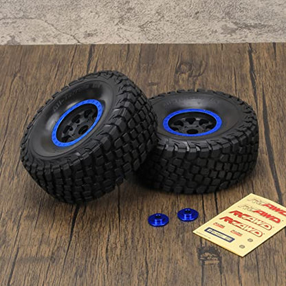 RCAWD RC Wheel Rims and Tires for 1/7 ARRMA Mojave 6S Parts & 1/7 UDR Unlimited Desert Racer 85086-4 Upgrades, Glued Nylon Wheels and Tires #8474X Blue - color: Blue