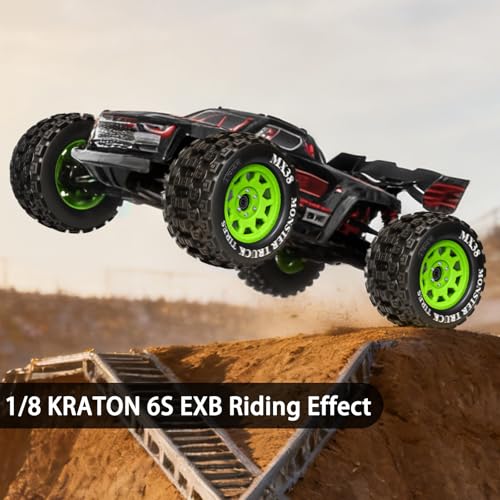 LRFHL MX38 F/R 3.8" RC Tires and Wheels with 17mm Hex Adapter, 4PCS, Green | 1/7 1/8 RC Monster Truck Tires, for Arrma Notorious Outcast Kraton 6S Traxxas E-Revo RC Car Upgrade - color: Black Tires+ Green Wheels