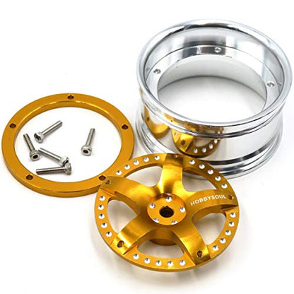 2pcs RC 1/10 Aluminum On Road Wheel Rims Hex 12mm Adjustable Offset Silver/Gold Color Fit for 1:10 RC On Road Drift Touring Street Car Tire Tyre - color: Silver & Gold