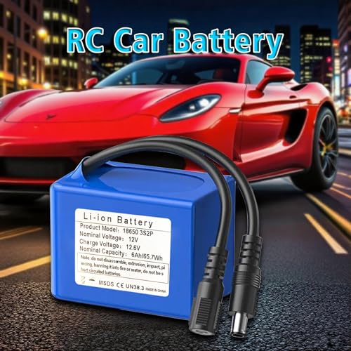 12V 6000mAh Rechargeable Lithium-Ion Battery Pack with Charger - Long-Lasting Power for RC Cars Drones LED Lights CCTV Cameras Robotics DIY Electronics - size: 1 PACK