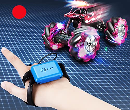 Chandler RC Car Rechargeable USB Dual Grip Remote Control Hand Gesture Sensor an Off Road Climbing Drift Stunt Car HBD88-P7 (Red) - color: Red
