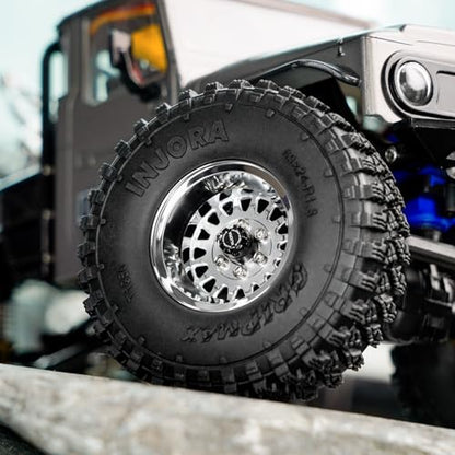 INJORA ModuWheel 1.0" Aluminum Beadlock Wheels Negative Offset -4.4mm for TRX4M SCX24 1/18 1/24 RC Crawlers(Silver) - color: Silver