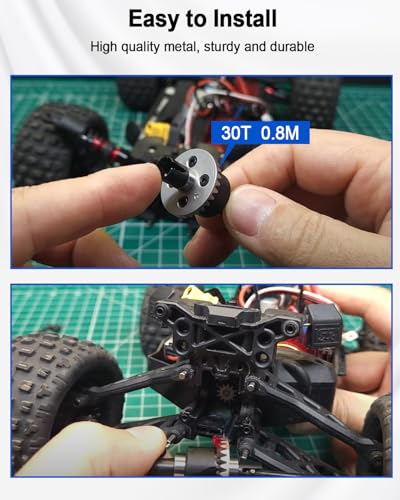 30T M0.8 Differential Gears Fit for 1/18 Arrma Typhon Grom Granite Grom | 2Pack Assembled Differential for 1/14 Mini Mojave Grom 2S, RC Diff Gear Set, Front & Rear Metal Differential Housing