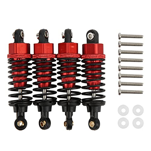 RC Shock Absorber, Aluminium Alloy RC Shock Damper Replacement Threaded Design Practical Accessory Stable and Smooth Damping for TT‑01 TT‑02 TA05 TL‑01 TA03 MF‑01X (Red) - color: Red