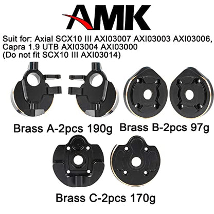 Brass Counter Weight for Axial Capra SCX10 III Capra Axle Housing Black Coating for RC Crawler 1/10 UTB10 Capra Unlimited Trail Buggy RTR 1.9 4WS Upgrade Part (A- 2pcs Steering Knuckles) - color: A- 2pcs Utb10 Steering Knuckles