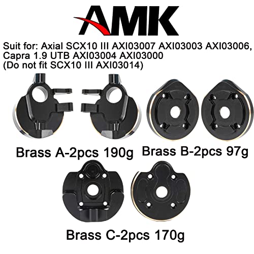 Brass Counter Weight for Axial Capra SCX10 III Capra Axle Housing Black Coating for RC Crawler 1/10 UTB10 Capra Unlimited Trail Buggy RTR 1.9 4WS Upgrade Part (A- 2pcs Steering Knuckles) - color: A- 2pcs Utb10 Steering Knuckles