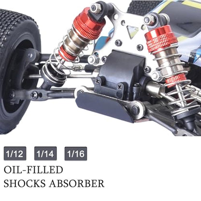 Oiled 4Pcs 72mm Aluminum Oil Shock Set for 1/12 1/14 1/16 RC Cars - Front/Rear Upgrade Compatible with WLtoys 144001, 124019, MJX 16208, HBX - color: Bz-silver-red-81mm