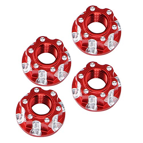 RC Hex Nuts, Lightweight Durable Aluminum Alloy 4pcs Set Hex Wheel Nuts 17mm M4 for 1/10 Scale RC Car Enthusiasts Off-Road Racing Daily Maintenance