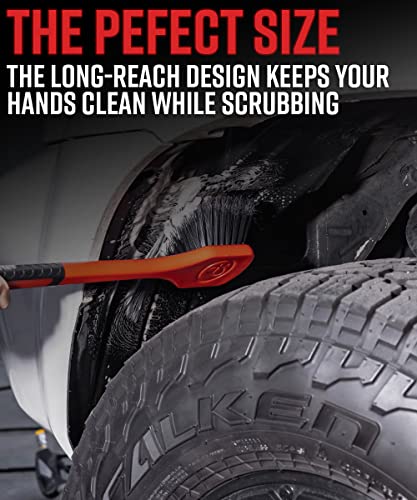 Adam's Polishes Fender Brush - Rubberized, Professional Long Handle Car Wash Brush