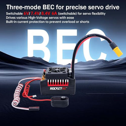 Surpass Hobby Supersonic V2 130A ESC Motor Over-Heat Protection Brushless Esc with Plug for 1/8 RC Car - style: 130A