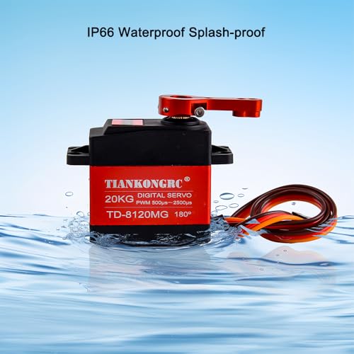 TD-8120MG 20KG Digital Servo High Torque Metal Gear Waterproof 4.8-7.2V with 25T Arm for 1/10 1/8 RC Car Robot Arm (180 Degree Controllable Angle)