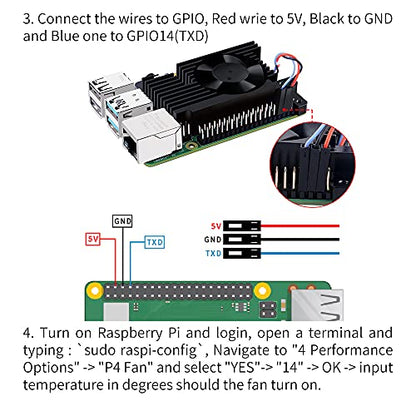 GeeekPi Aluminum Heatsink with PWM Controllable Fan for Raspberry Pi 4, Pi 4 Armor Lite Heatsink with PWM Speed Control Fan for Raspberry Pi 4 Model B