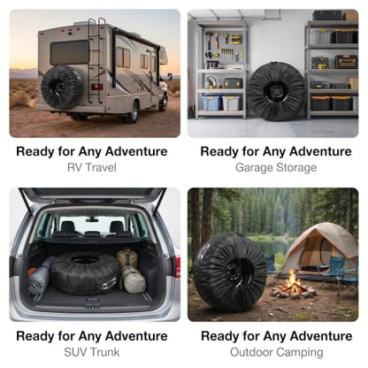 1 PC Spare Tire Cover, 190T Polyester Taffeta Spare Tire Protector with Pocket, 13"-18" Diameters Waterproof Wheel Storage Bag, Universal for Most Cars, Trucks, SUVs (Black #S) - color: Black #S