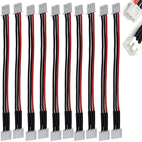JST-XH 2S Balance Plug Extension Lead Wire 200mm 10 PCS for LiPo Battery Balance Charging 22AWG Silicone
