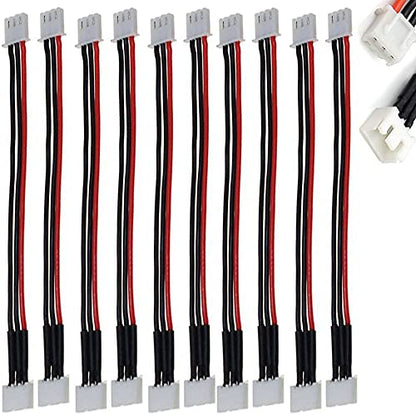 JST-XH 2S Balance Plug Extension Lead Wire 200mm 10 PCS for LiPo Battery Balance Charging 22AWG Silicone