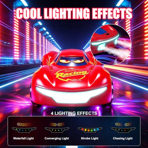 Gesture Sensing RC Stunt Car, 2.4GHz 4WD Remote Control Car for Kids 4-12 | 50 Min Play Time Dual Batteries, 360° Spinning Drift, Mist Spray & LED Wheels, Birthday Gift, Party Gifts for Kids Boys , Red - color: 4-red