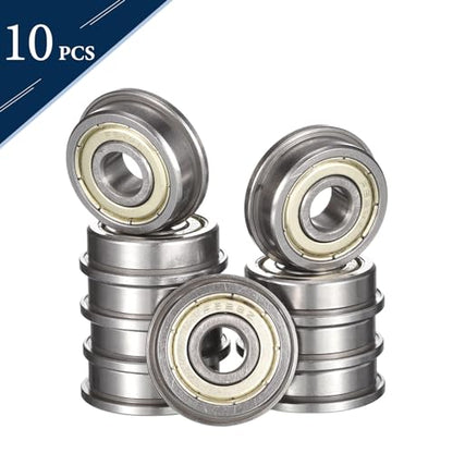 F628ZZ Flanged Ball Bearing, ID 8mm x OD 24mm x Width 8mm Miniature Bearings, Double Metal Shielded Deep Groove Bearings, Pre-Lubricated (GCr15) Chrome Steel 10pcs - size: F628ZZ 8mmx24mmx8mm