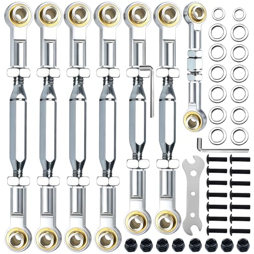 74-112mm Stainless Steel Turnbuckles Fit for 1/10 Traxxas Rustler 4X4 2WD,Adjustable Camber Links with Spacers & Wrenchs for Slash 2WD 4X4,Hoss 4X4,Stampede 4X4,Bandit 2WD Upgrades Parts,Silver - color: Silver