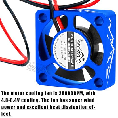Heatsink High Speed Motor Cooling Fan 28000RPM,30MM Heat Sink with 4.8-8.4V Cooling Fan Upgrades Part for 1/10 1/8 Brushless Motor RC Car 36 42 Series 3660 3650 3670 540 F540 550.Navy Blue - color: Blue(2PCS)