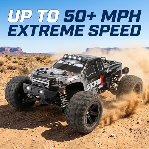 V3 1/14 Fast RC Cars for Adults, 4x4 Offroad Waterproof Monster Truck | 40+ mph High Speed Remote Control Drift Buggy Car , Electric Powered All Terrain Truggy with 2S Battery for Snow Sand - color: Black Gray