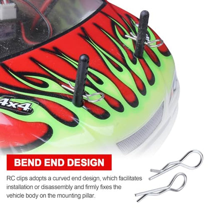 50-Pack HobbyPark Metal 1/12 1/10 Body Clips Bent Springy R Pins Medium Replacement Parts for RC Car Truck Crawler Buggy