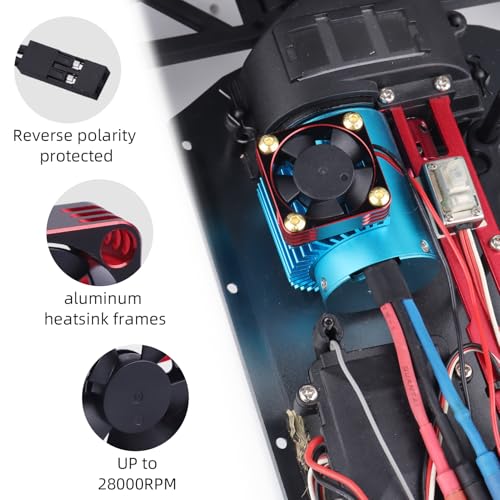 RC Motor Fan 30mm x 30mm Heatsink ESC Cooling Fan for 1/8 1/10 1/12 RC Car 540 550 Brushless Motor (Black-Red) - color: Black-Red