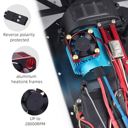 RC Motor Fan 30mm x 30mm Heatsink ESC Cooling Fan for 1/8 1/10 1/12 RC Car 540 550 Brushless Motor (Black-Red) - color: Black-Red